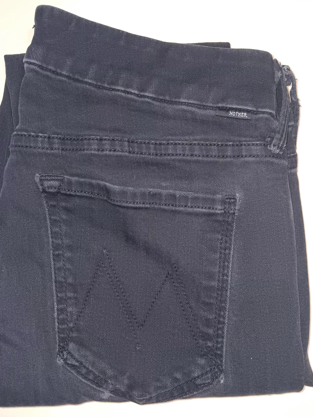 MOTHER High-Rise Black Womens Jeans - Slim Back Pocket Stitching - Picture 1 of 7
